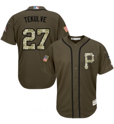 Men's Majestic Pittsburgh Pirates #27 Kent Tekulve Authentic Green Salute to Service MLB Jersey