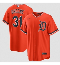Men's Detroit Tigers #31 Riley Greene Orange Alternate Stitched Baseball Jersey