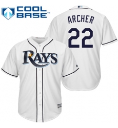 Youth Majestic Tampa Bay Rays #22 Chris Archer Authentic White Home Cool Base MLB Jersey