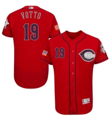Men's Majestic Cincinnati Reds #19 Joey Votto Red Fashion Stars & Stripes Flex Base MLB Jersey