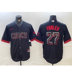 Men's Cincinnati Reds #27 Jake Fraley Black 2023 City Connect Cool Base Stitched Jersey