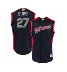 Youth Colorado Rockies #27 Trevor Story Authentic Navy Blue National League 2019 Baseball All-Star Jersey