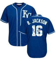 Men's Majestic Kansas City Royals #16 Bo Jackson Authentic Blue Team Logo Fashion Cool Base MLB Jersey