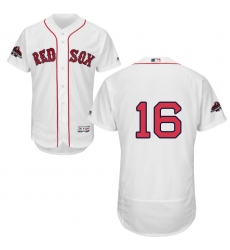 Men's Majestic Boston Red Sox #16 Andrew Benintendi White Home Flex Base Authentic Collection 2018 World Series Champions MLB Jersey