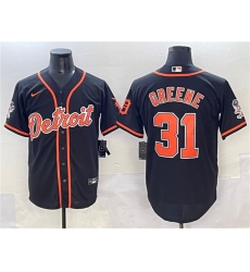Men's Detroit Tigers #31 Riley Greene Black With Cool Base Stitched Baseball Jersey