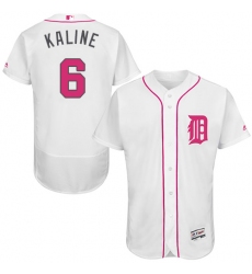 Men's Majestic Detroit Tigers #6 Al Kaline Authentic White 2016 Mother's Day Fashion Flex Base MLB Jersey