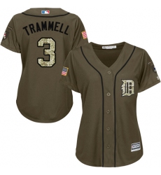 Women's Majestic Detroit Tigers #3 Alan Trammell Authentic Green Salute to Service MLB Jersey