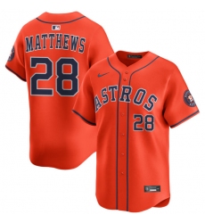 Men's Houston Astros #28 Brice Matthews Orange 2025 Alternate Limited Stitched Baseball Jersey