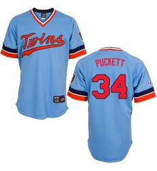 Men's Majestic Minnesota Twins #34 Kirby Puckett Replica Light Blue Cooperstown Throwback MLB Jersey