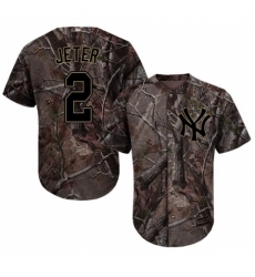 Youth Majestic New York Yankees #2 Derek Jeter Authentic Camo Realtree Collection Flex Base MLB Jersey
