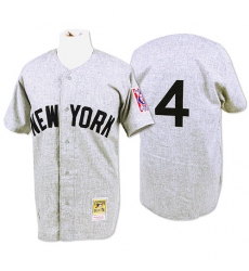 Men's Mitchell and Ness 1939 New York Yankees #4 Lou Gehrig Replica Grey Throwback MLB Jersey
