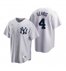 Men's Nike New York Yankees #4 Lou Gehrig White Cooperstown Collection Home Stitched Baseball Jersey