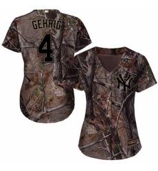Women's Majestic New York Yankees #4 Lou Gehrig Authentic Camo Realtree Collection Flex Base MLB Jersey