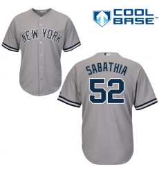 Youth Majestic New York Yankees #52 C.C. Sabathia Authentic Grey Road MLB Jersey