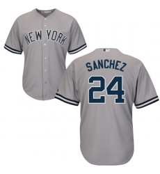 Men's Majestic New York Yankees #24 Gary Sanchez Replica Grey Road MLB Jersey