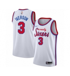 Men's Philadelphia 76ers #3 Allen Iverson Authentic White Hardwood Classics Basketball Jersey