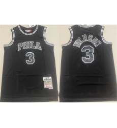 Men's Philadelphia 76ers #3 Allen Iverson Black 1997-98 Throwback Stitched basketball Jersey