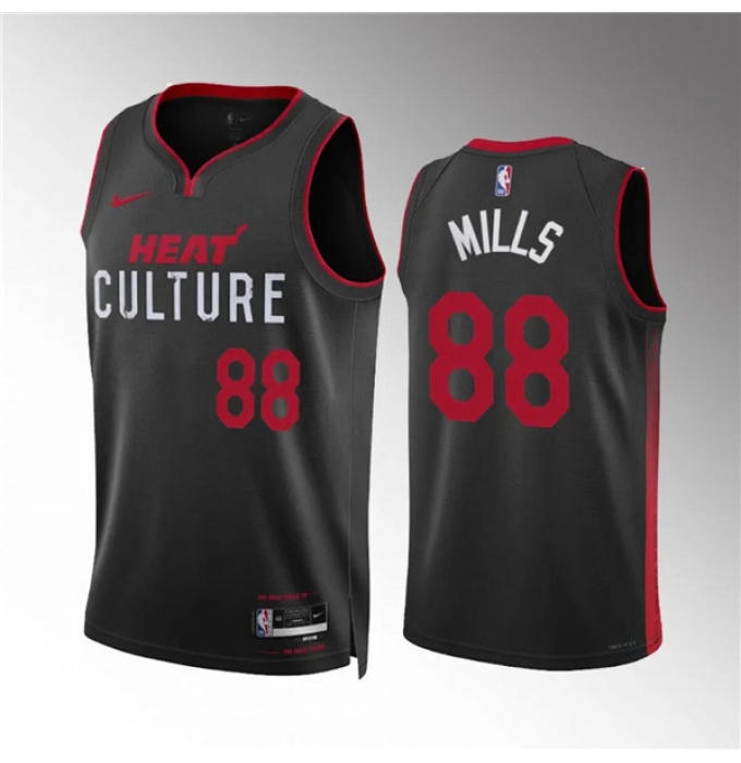 Men's Miami Heat #88 Patrick Mills Black 2023-24 City Edition Stitched Basketball Jersey