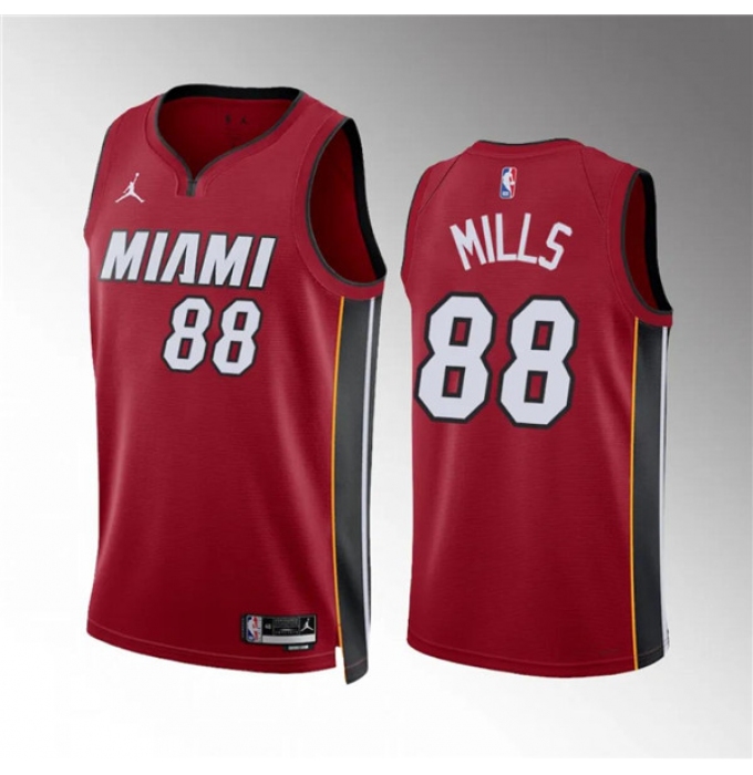 Men's Miami Heat #88 Patrick Mills Red Statement Edition Stitched Basketball Jersey