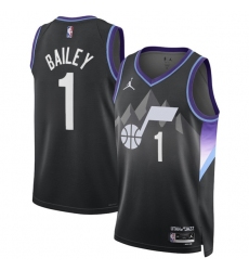 Men's Utah Jazz #1 Ace Bailey Black 2024-25 Draft Statement Edition Stitched Basketball Jersey