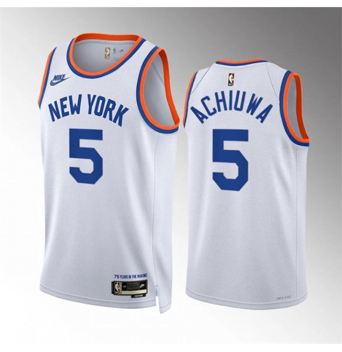 Men's New Yok Knicks #5 Precious Achiuwa White 2021-22 City Edition Stitched Basketball Jersey