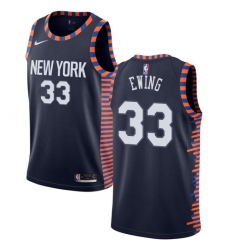 Men's Nike New York Knicks #33 Patrick Ewing Swingman Navy Blue NBA Jersey - 2018 19 City Edition
