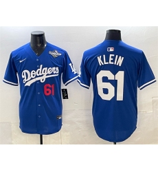 Men's Los Angeles Dodgers #61 Will Klein Royal 2025 World Series Limited Stitched Baseball Jerse