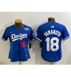 Youth Los Angeles Dodgers #18 Yoshinobu Yamamoto Royal 2025 World Series Limited Stitched Baseball Jersey