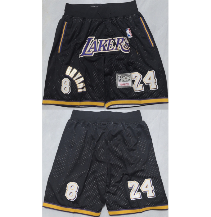 Men's Los Angeles Lakers #24 Kobe Bryant Black Shorts (Run Small)