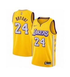 Men's Los Angeles Lakers #24 Kobe Bryant Swingman Gold 2019-20 City Edition Basketball Jersey