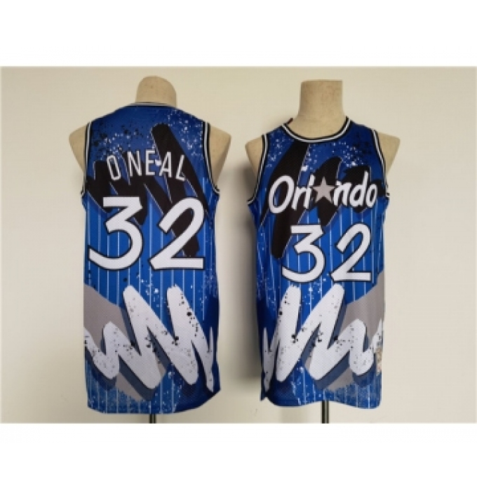 Men's Orlando Magic #32 Shaquille O'Neal Blue Throwback basketball Jersey