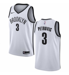 Men's Nike Brooklyn Nets #3 Drazen Petrovic Authentic White NBA Jersey - Association Edition