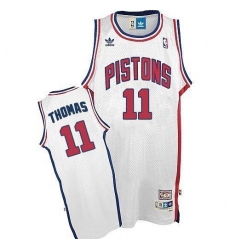 Men's Adidas Detroit Pistons #11 Isiah Thomas Swingman White Throwback NBA Jersey