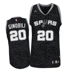 Men's Adidas San Antonio Spurs #20 Manu Ginobili Swingman Black Crazy Light NBA Jersey