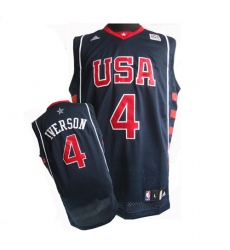 Men's Nike Team USA #4 Allen Iverson Swingman Navy Blue Summer Olympics Basketball Jersey