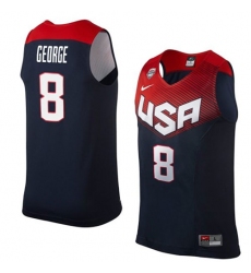 Men's Nike Team USA #8 Paul George Swingman Navy Blue 2014 Dream Team Basketball Jersey