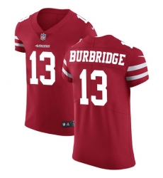 Men's Nike San Francisco 49ers #13 Aaron Burbridge Red Team Color Vapor Untouchable Elite Player NFL Jersey