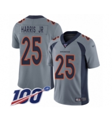 Men's Denver Broncos #25 Chris Harris Jr Limited Silver Inverted Legend 100th Season Football Jersey