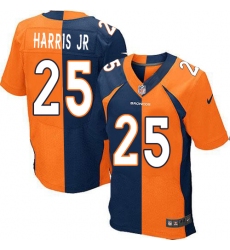 Men's Nike Denver Broncos #25 Chris Harris Jr Elite Orange/Navy Split Fashion NFL Jersey