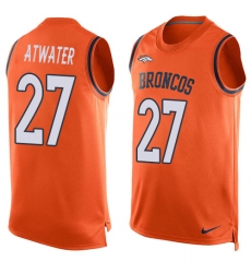 Men's Nike Denver Broncos #27 Steve Atwater Limited Orange Player Name & Number Tank Top NFL Jersey