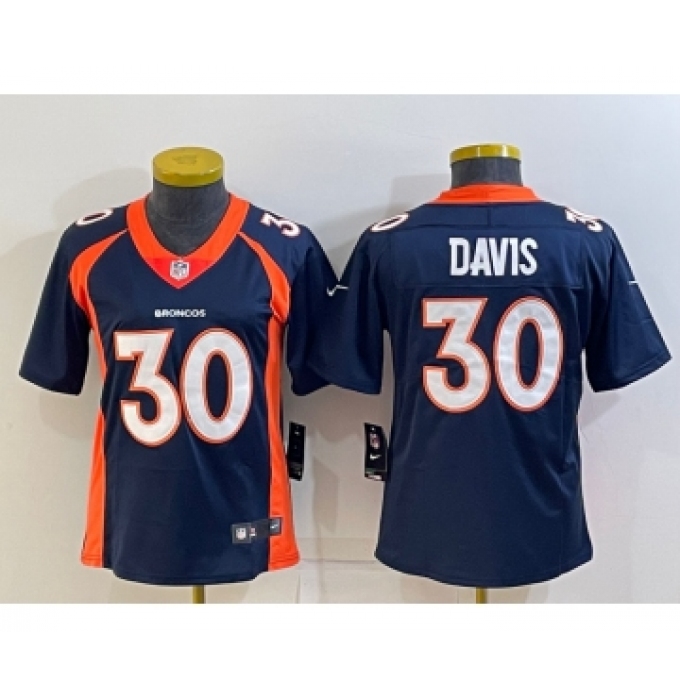 Women's Denver Broncos #30 Terrell Davis Navy Blue 2022 Vapor Untouchable Stitched NFL Nike Limited Jersey
