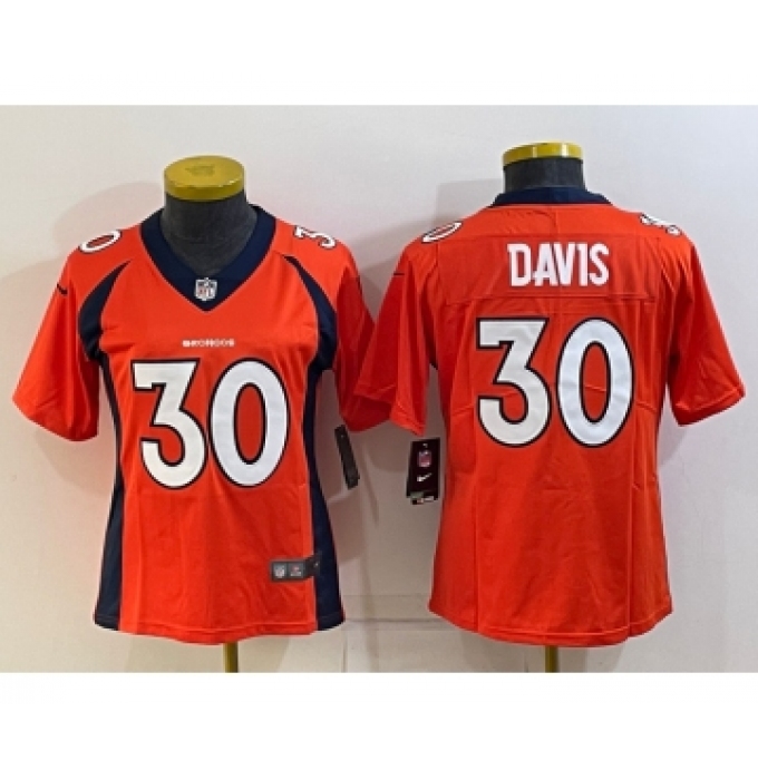 Women's Denver Broncos #30 Terrell Davis Orange 2022 Vapor Untouchable Stitched NFL Nike Limited Jersey