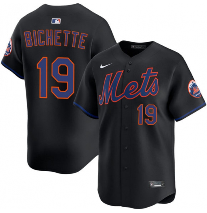 Men's New York Mets #19 Bo Bichette 2026 Black Limited Stitched Baseball Jersey