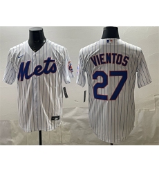Men's New York Mets #27 Mark Vientos White Cool Base Stitched Baseball Jersey