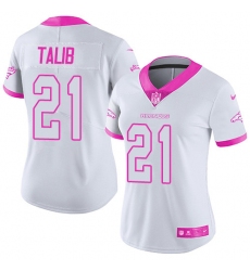 Women's Nike Denver Broncos #21 Aqib Talib Limited White/Pink Rush Fashion NFL Jersey