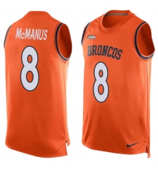 Men's Nike Denver Broncos #8 Brandon McManus Limited Orange Player Name & Number Tank Top NFL Jersey