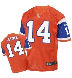 Men's Nike Denver Broncos #14 Cody Latimer Elite Orange Throwback NFL Jersey