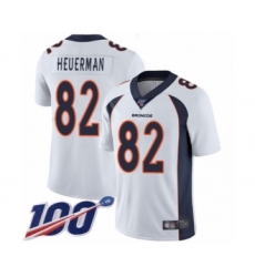 Men's Denver Broncos #82 Jeff Heuerman White Vapor Untouchable Limited Player 100th Season Football Jersey