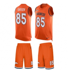 Men's Nike Denver Broncos #85 Virgil Green Limited Orange Tank Top Suit NFL Jersey