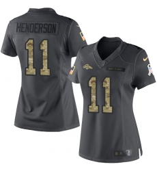 Women's Nike Denver Broncos #11 Carlos Henderson Limited Black 2016 Salute to Service NFL Jersey